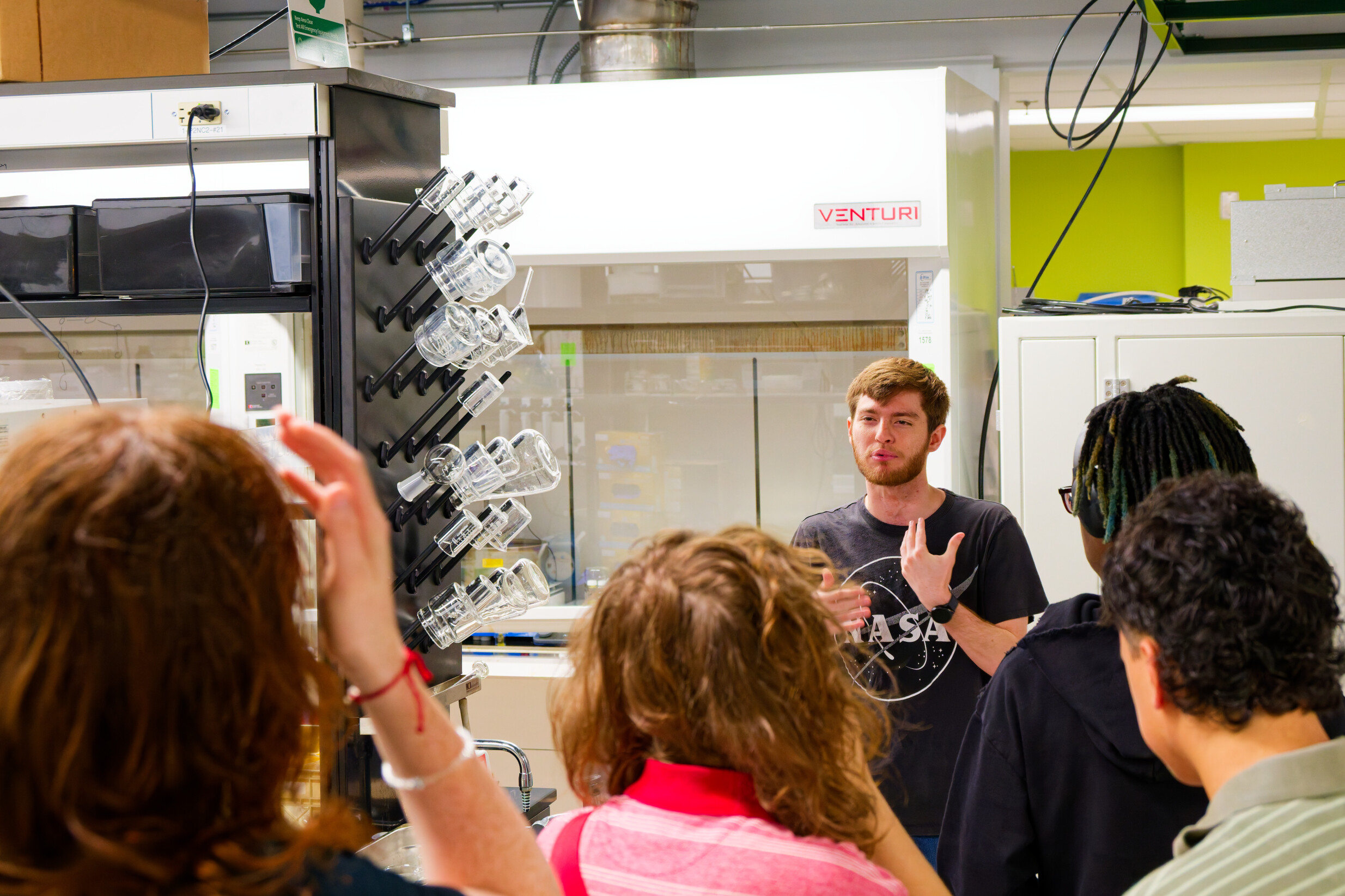 Students learning about solid-state chemistry.